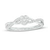 Thumbnail Image 0 of 0.15 CT. T.W. Heart-Shaped Multi-Diamond Twist Shank Promise Ring in Sterling Silver