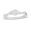 Thumbnail Image 1 of 0.15 CT. T.W. Heart-Shaped Multi-Diamond Twist Shank Promise Ring in Sterling Silver