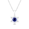 Thumbnail Image 1 of 6.0mm Blue and White Lab-Created Sapphire Star of David Pendant in Sterling Silver