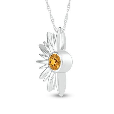 4.0mm Citrine Half Sunburst Pendant in Sterling Silver
