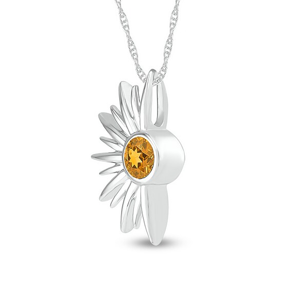 4.0mm Citrine Half Sunburst Pendant in Sterling Silver
