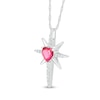 Thumbnail Image 1 of 6.0mm Heart-Shaped Lab-Created Ruby and White Lab-Created Sapphire Eight-Point Star Cross Pendant in Sterling Silver