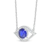 Thumbnail Image 2 of 6.0mm Blue and White Lab-Created Sapphire Bypass Evil Eye Necklace in Sterling Silver