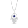 Thumbnail Image 1 of 3.0mm Blue and White Lab-Created Sapphire Star of David in Hamsa Pendant in Sterling Silver