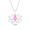 Pear-Shaped Pink and White Lab-Created Sapphire Lotus Flower Pendant in Sterling Silver