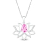 Thumbnail Image 0 of Pear-Shaped Pink and White Lab-Created Sapphire Lotus Flower Pendant in Sterling Silver