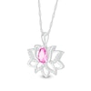 Pear-Shaped Pink and White Lab-Created Sapphire Lotus Flower Pendant in Sterling Silver