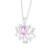 Thumbnail Image 1 of Pear-Shaped Pink and White Lab-Created Sapphire Lotus Flower Pendant in Sterling Silver