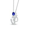Thumbnail Image 2 of 5.0mm Blue and White Lab-Created Sapphire Om Symbol Pendant in Sterling Silver