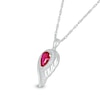 Pear-Shaped Lab-Created Ruby and White Lab-Created Sapphire Angel Wing Pendant in Sterling Silver
