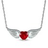 Thumbnail Image 0 of 7.0mm Heart-Shaped Lab-Created Ruby and White Lab-Created Sapphire Angel Wings Necklace in Sterling Silver