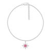 Thumbnail Image 2 of 4.0mm Lab-Created Ruby and White Lab-Created Sapphire Eight- Point Star Dangle Anklet in Sterling Silver – 10"