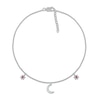 Lab-Created Ruby and White Lab-Created Sapphire Star and Crescent Moon Dangle Anklet in Sterling Silver – 10"