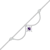 Thumbnail Image 1 of 4.0mm Amethyst and White Lab-Created Sapphire Eight-Point Star Dangle Chandelier Anklet in Sterling Silver – 10&quot;