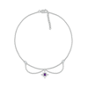 Thumbnail Image 2 of 4.0mm Amethyst and White Lab-Created Sapphire Eight-Point Star Dangle Chandelier Anklet in Sterling Silver – 10&quot;