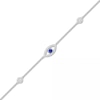 Thumbnail Image 1 of 3.0mm Blue and White Lab-Created Sapphire Evil Eye Anklet in Sterling Silver - 10"