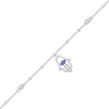 Thumbnail Image 1 of Sideways Marquise Blue and White Lab-Created Sapphire Hamsa Dangle Anklet in Sterling Silver - 10"