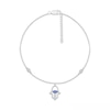 Thumbnail Image 2 of Sideways Marquise Blue and White Lab-Created Sapphire Hamsa Dangle Anklet in Sterling Silver - 10"