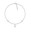 Thumbnail Image 2 of 3.0mm Pink and White Lab-Created Sapphire Anchor Dangle Anklet in Sterling Silver - 10"