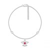 Thumbnail Image 2 of Heart-Shaped Lab-Created Ruby and White Lab-Created Sapphire Wings and Angel Dangle Anklet in Sterling Silver - 10"