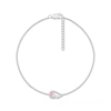 Thumbnail Image 2 of Pear-Shaped Pink and White Lab-Created Sapphire Sideways Angel Wing Anklet in Sterling Silver - 10"