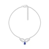 Thumbnail Image 2 of Pear-Shaped Blue and White Lab-Created Sapphire Drop Angel Wings Anklet in Sterling Silver - 10"