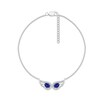 Thumbnail Image 2 of Pear-Shaped Blue and White Lab-Created Sapphire Duo Angel Wings Anklet in Sterling Silver – 10"
