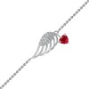 Thumbnail Image 1 of 5.0mm Heart-Shaped Lab-Created Ruby Dangle and White Lab-Created Sapphire Wing Anklet in Sterling Silver – 10"