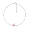 Thumbnail Image 2 of Pear-Shaped Lab-Created Ruby and White Lab-Created Sapphire Sideways Ankh Anklet in Sterling Silver – 10"