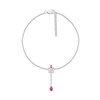 Thumbnail Image 2 of Pear-Shaped and Marquise Lab-Created Ruby and White Lab-Created Sapphire Fleur-de-Lis Drop Anklet in Sterling Silver