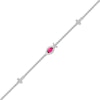 Thumbnail Image 1 of Marquise Lab-Created Ruby and White Lab-Created Sapphire Sideways Ichthus and Cross Anklet in Sterling Silver – 10"