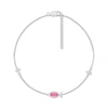 Thumbnail Image 2 of Marquise Lab-Created Ruby and White Lab-Created Sapphire Sideways Ichthus and Cross Anklet in Sterling Silver – 10"
