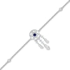 Thumbnail Image 1 of 3.0mm Blue and White Lab-Created Sapphire Station Dream Catcher Anklet in Sterling Silver – 10"