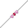 Thumbnail Image 1 of 5.0mm Heart-Shaped Lab-Created Ruby and Pink Lab-Created Sapphire Three Stone Anklet in Sterling Silver – 10"
