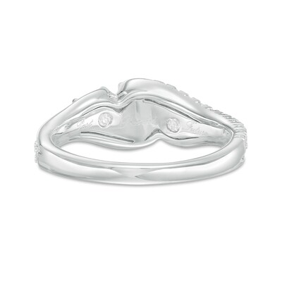 0.75 CT. T.W. Pear-Shaped Diamond Past Present Future® Bypass Split Shank Engagement Ring in 14K White Gold (I/I2)