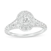 Thumbnail Image 0 of 1.00 CT. T.W. Oval Diamond Frame Split Shank Engagement Ring in 14K White Gold (I/I2)