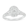 Thumbnail Image 1 of 1.00 CT. T.W. Oval Diamond Frame Split Shank Engagement Ring in 14K White Gold (I/I2)