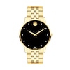 Thumbnail Image 1 of Men's Movado Museum® Classic 0.04 CT. T.W. Diamond Gold-Tone PVD Watch with Black Dial (Model: 0607625)