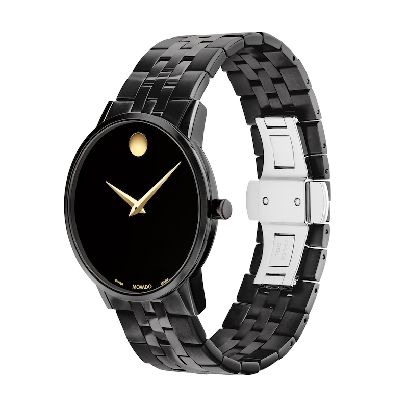 Men's Movado Museum® Classic Black PVD Watch with Black Dial (Model: 0607626)