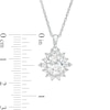 Oval White Lab-Created Sapphire Starburst Frame Pendant in Sterling Silver
