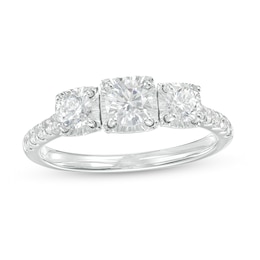 1.00 CT. T.W. Certified Canadian Diamond Three Stone Engagement Ring in 14K White Gold (I/I2)