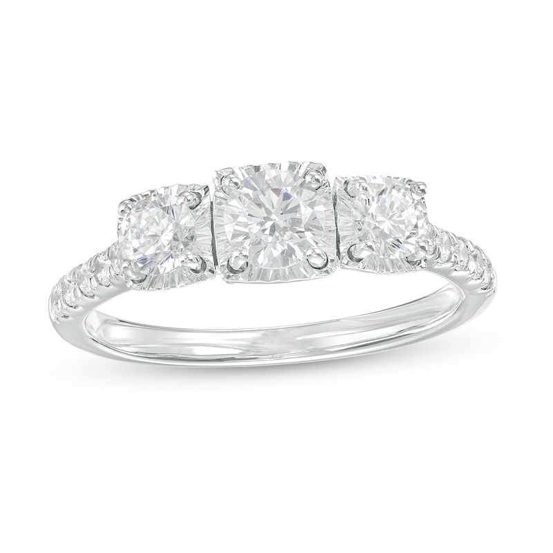 1.00 CT. T.W. Certified Canadian Diamond Three Stone Engagement Ring in 14K White Gold (I/I2)