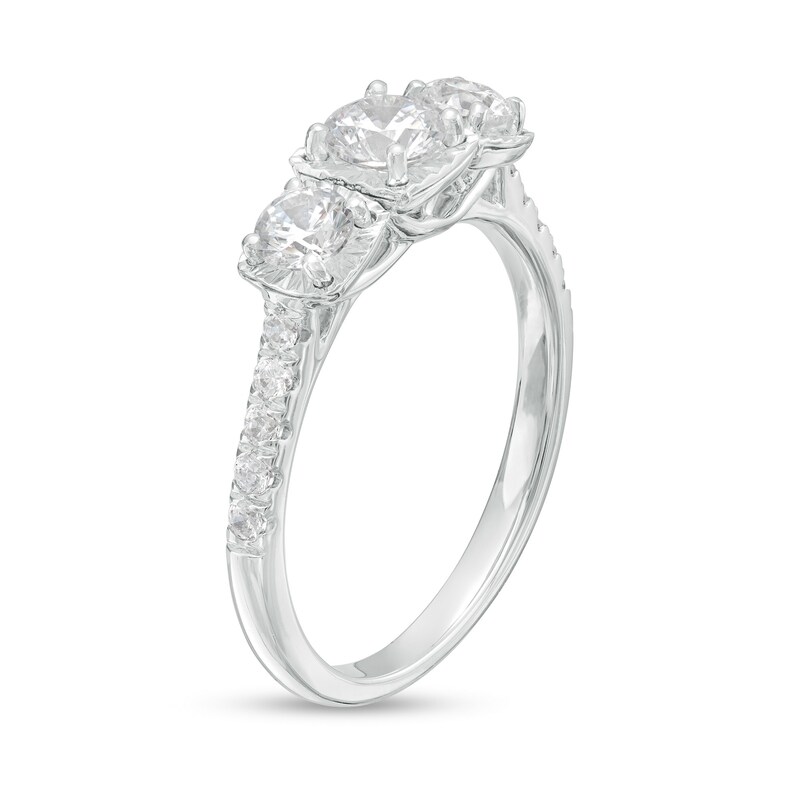 1.00 CT. T.W. Certified Canadian Diamond Three Stone Engagement Ring in 14K White Gold (I/I2)