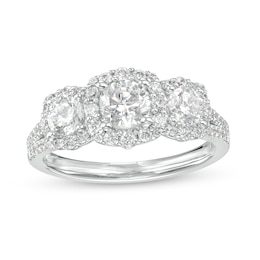 1.50 CT. T.W. Canadian Certified Diamond Cushion-Shaped Frame Split Shank Engagement Ring in 14K White Gold (I/I2)