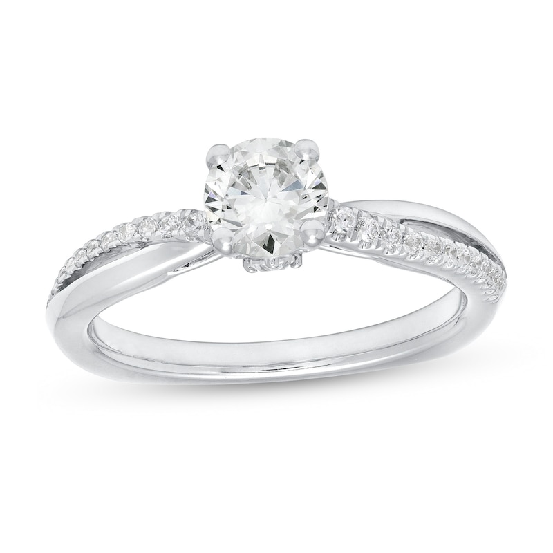 Kleinfeld® 1.00 CT. T.W. Diamond Twist Shank Engagement Ring in 14K White Gold (I/I1)