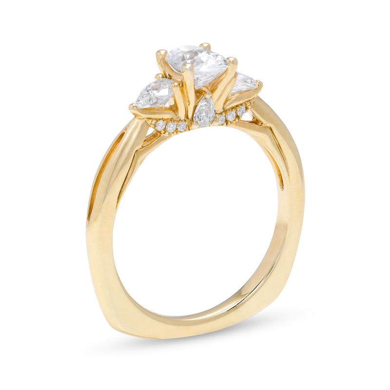 Kleinfeld® 0.87 CT. T.W. Oval Diamond Three Stone Split Shank Engagement Ring in 14K Gold (I/I1)