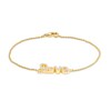 Thumbnail Image 1 of White Lab-Created Sapphire Cursive "love" Bracelet in Sterling Silver with 14K Gold Plate – 6.5"