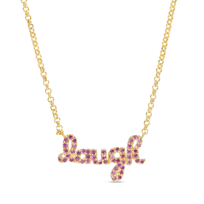 Main Image 1 of Rhodolite Garnet Cursive "laugh" Necklace in Sterling Silver with 14K Gold Plate – 16.5"
