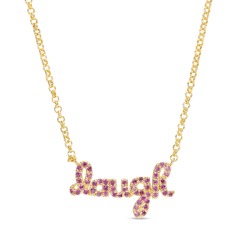 Rhodolite Garnet Cursive "laugh" Necklace in Sterling Silver with 14K Gold Plate – 16.5"|Peoples Jewellers