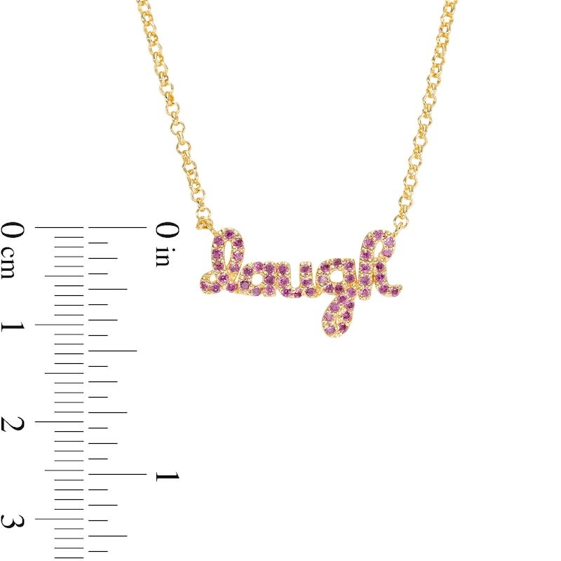 Main Image 2 of Rhodolite Garnet Cursive "laugh" Necklace in Sterling Silver with 14K Gold Plate – 16.5"